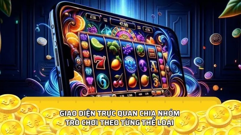 Giao diện trực quan chia nhóm trò chơi theo từng thể loại 